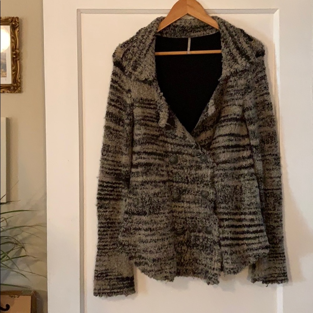 SOLD Free People button marble Sweater